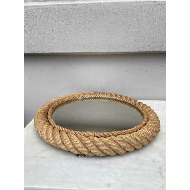 Mid-Century Modern Midcentury Round Rope Mirror Adrien Audoux and Frida Minet For Sale - Image 3 of 7