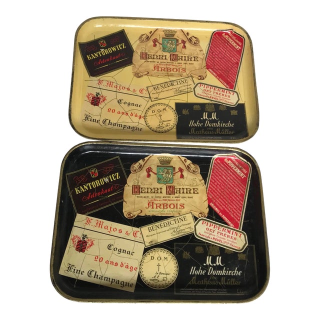 Vintage Alcohol Proof Serving Trays 1950’s Mid Century a Pair For Sale