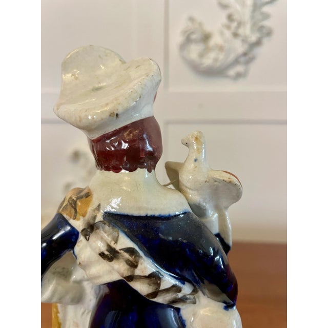 Blue Antique Victorian Staffordshire Flatback Figure, 1880s For Sale - Image 8 of 9