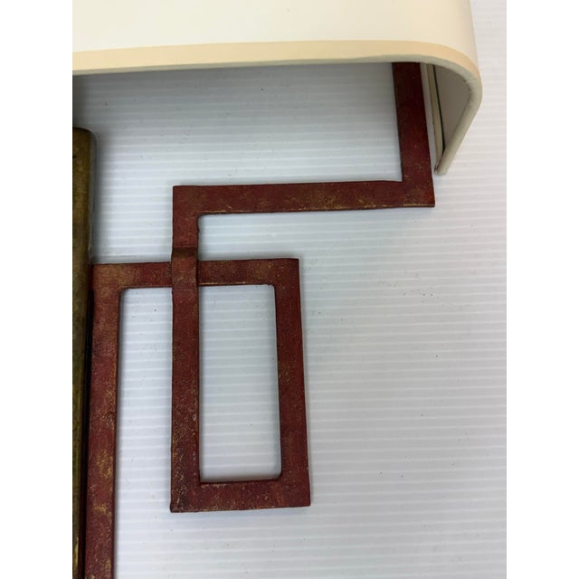 Red Vintage Chinoiserie Glass Torch + Metal Wall Sconces, Pair For Sale - Image 8 of 12