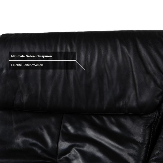 Black Leather Three-Seater Sofa with Manual Function from Himolla Trapez For Sale - Image 12 of 18