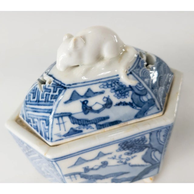 Japanese Blue and White Arita Kiln Incense Burner Censer For Sale In New York - Image 6 of 13