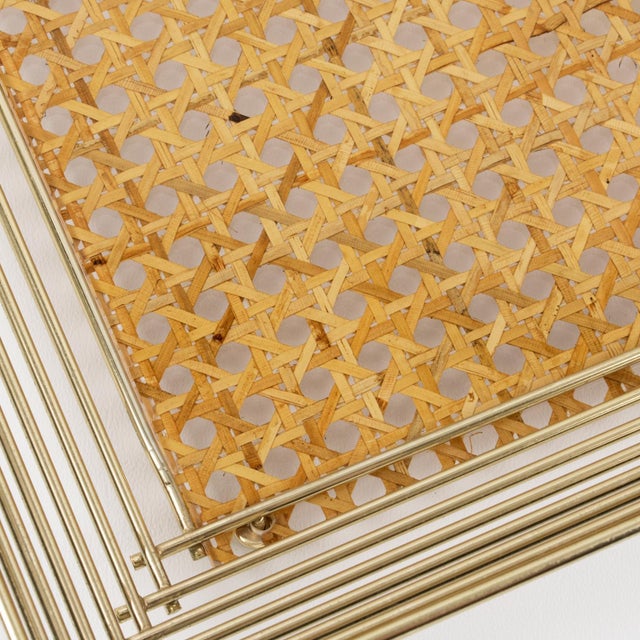 Italian Lucite, Rattan and Brass Barware Serving Tray, circa 1970 For Sale - Image 9 of 10