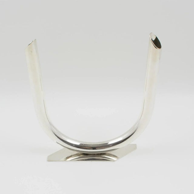 French Silver Plate Modernist Bud Vase For Sale - Image 9 of 11