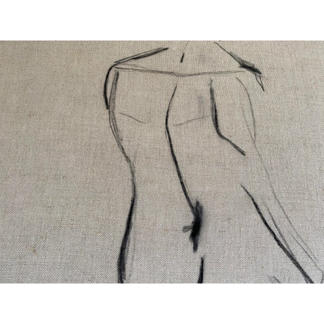 2020s Original Abstract "Nude Study" in Charcoal on Old, Repurposed Canvas by Kendra Dennis For Sale - Image 5 of 12