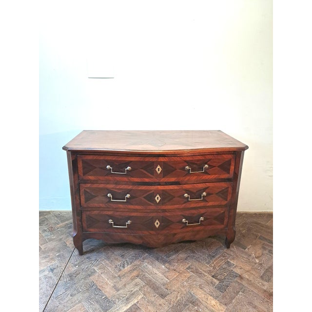 Wood Antique French Commode in Mixed Woods, 1800 For Sale - Image 7 of 9