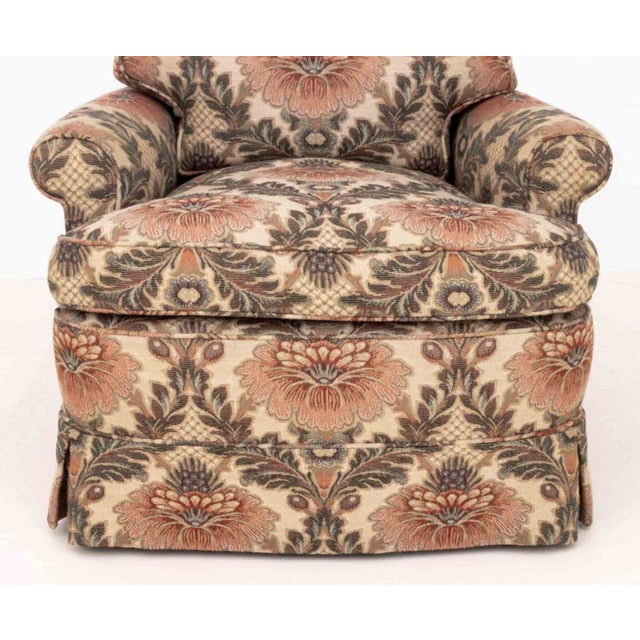 Light Green Floral Print Upholstered Easy Armchairs, Pair For Sale - Image 8 of 10