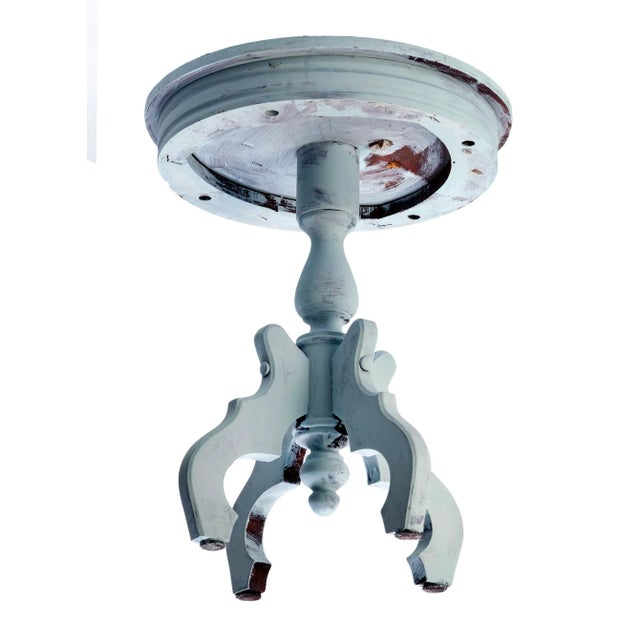 Victorian 1990s Light Blue Pedestal Stool For Sale - Image 3 of 6