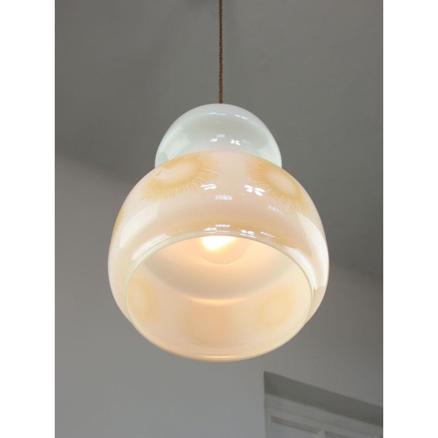 Mid-Century Modern Italian Opaline and Brass Pendant Lamp For Sale - Image 14 of 18