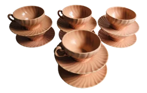 Mid-Century Franciscan/ California Pink Teacups & Saucers - Service for 8