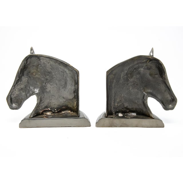 Metal Horse Head Metal Bookends - a Pair For Sale - Image 7 of 13