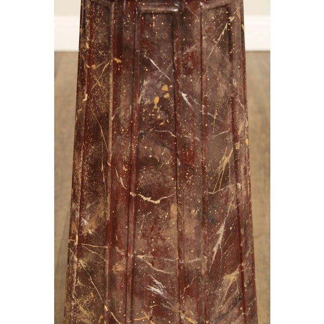 Plastic Late 20th Century Neoclassical Style Partial Gilt Faux Marble Painted Column Pedestals - A Pair For Sale - Image 7 of 12