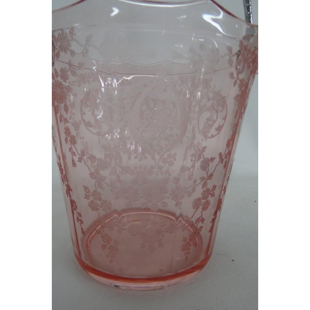 Pink Early 20th Century Fostoria Versailles Pink Depression Glass Ice Bucket With Metal Handle 4503b For Sale - Image 8 of 16