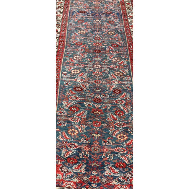 Antique Persian Bidjar Rug With Large Floral Motifs in Blue, Red, and Ivory For Sale In Atlanta - Image 6 of 12