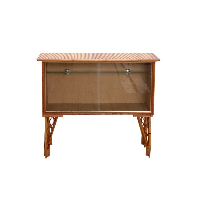 Vintage French Bamboo Display Cabinet, 1960s For Sale
