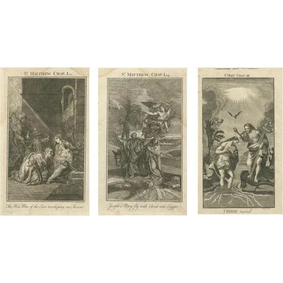 E. Smith & Rooker, Biblical Illustrations: Adoration, Flight to Egypt & Christ's Baptism, 1735, Prints, Set of 3 For Sale - Image 10 of 10
