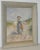 19th C. Watercolor "Seaside Grass Harvest" c.1890s A beautiful young woman with her rake and an arm full of grass. The...