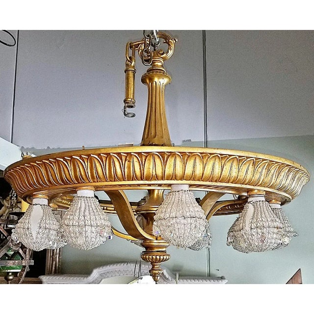 French French Bronze Dore' Wheel Chandelier For Sale - Image 3 of 6