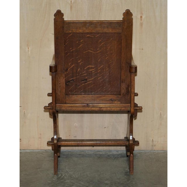 Set of Antique English Carved Oak Armchairs with Armorial Crest Coat of Arms, 1860 For Sale - Image 18 of 18