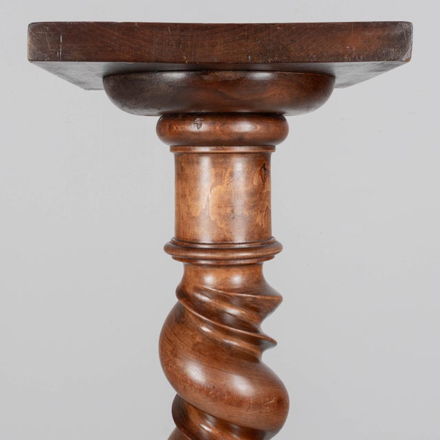Brown 19th Century French Louis XIII Revival Barley Twist Column Pedestal For Sale - Image 8 of 13