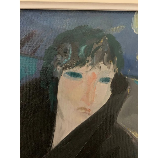 Bruno Paoli "Miriam" Original Italian Modern Figurative Portrait, 20th Century Florence Italy Fine Art Painting, Oil on Canvas, 30.5x20" For Sale - Image 4 of 9