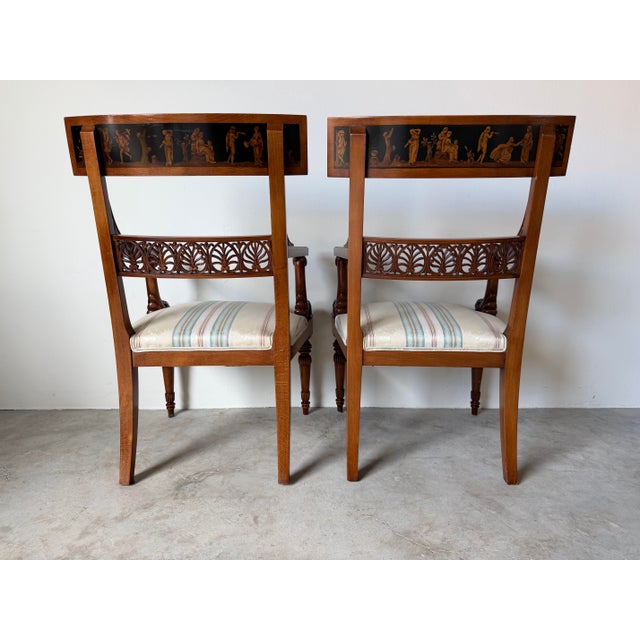 Vintage Neoclassical George Jacob-Style Carved Wood Armchairs – A Pair For Sale In Miami - Image 6 of 16