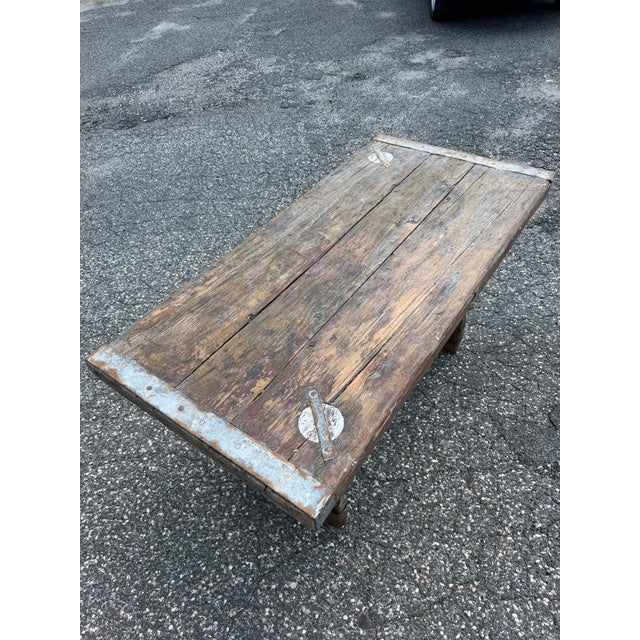 Farmhouse Rustic Ship Hatch Door Industrial Table For Sale In Boston - Image 6 of 8