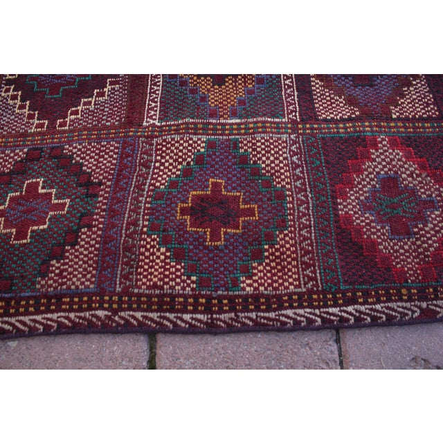 Textile 1970s Tribal Burgundy Geometric Oushak Cecim Rug For Sale - Image 7 of 13