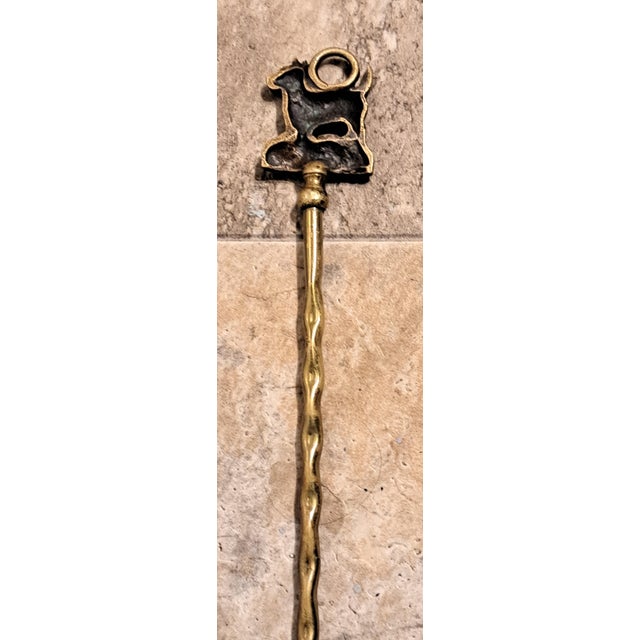 Metal 1960s Aberdeen Terrier Brass Roasting Fire 3 Prong Fork For Sale - Image 7 of 11