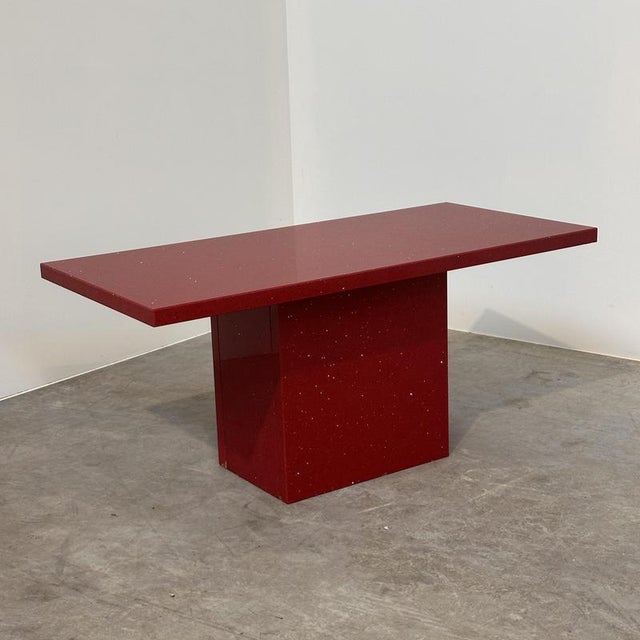 Vintage Italian Red Granite Coffee Table with Silver Flecks, 1980s For Sale - Image 10 of 12