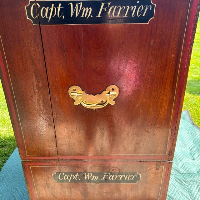 Antique Nautical Painted Campaign Chest For Sale - Image 12 of 12