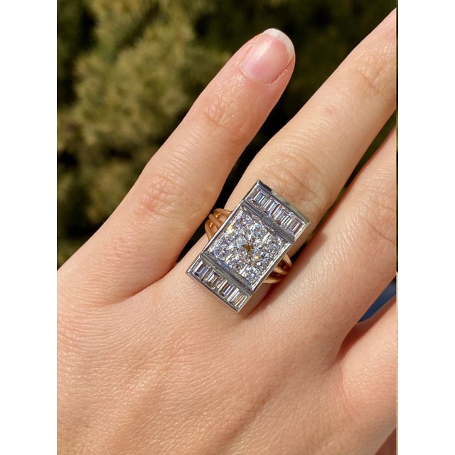 Metal The Analia: Ladies Antique Two Tone Diamond Ring in 14K For Sale - Image 7 of 9