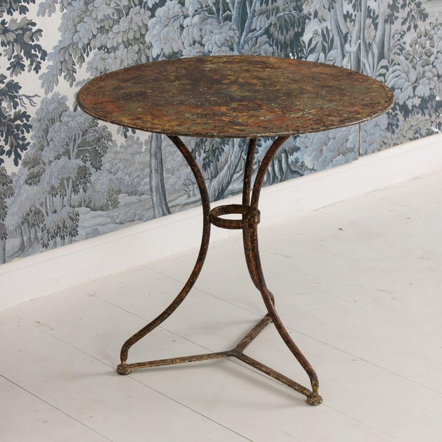 19th C. French Metal Guéridon Round Side Table in Original Patina For Sale - Image 16 of 17