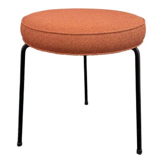 Mid-Century Modern Round Upholstered Vanity Stool For Sale