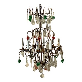 Vintage Boho Murano Glass Fruit Chandelier For Sale