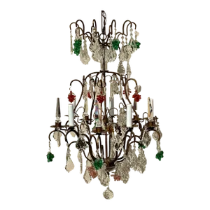 Vintage Boho Murano Glass Fruit Chandelier