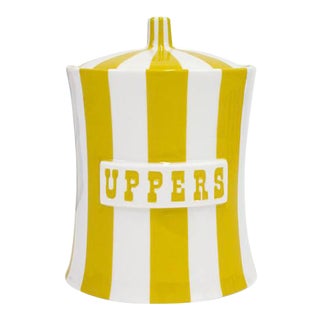 Yellow Striped Jonathan Adler Uppers Canister For Sale