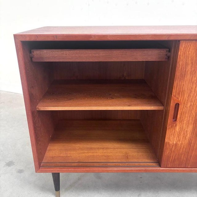 Wood Small Teak Danish Sideboard by Sven Ellekaer, 1960s For Sale - Image 7 of 11