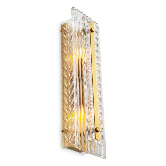 Antique Brass Handmade Glass Wall Lamps, Set of 2 For Sale - Image 5 of 7