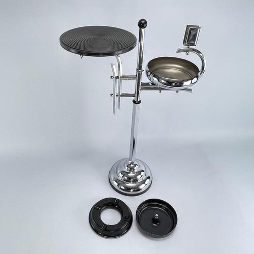 1930s Art Deco Ashtray Stand in Chrome and Bakelite attributed to Demeyere, Belgium, 1930s For Sale - Image 5 of 9