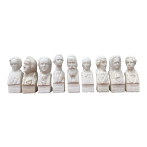 Vintage Carved Alabaster Busts of Composers