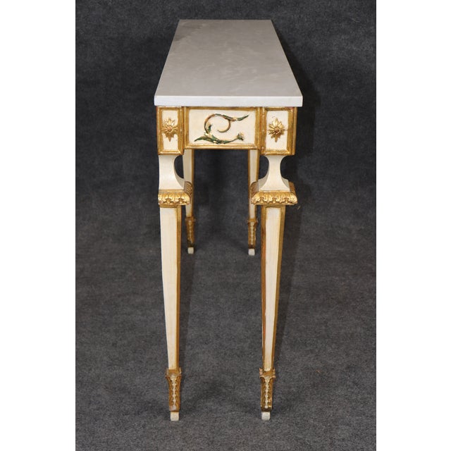 Italian Louis XVI Style Parcel Gilt Marble Top Console Table For Sale In Philadelphia - Image 6 of 14