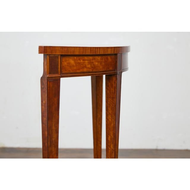 English 19th Century English Neoclassical Walnut Demi-Lune Table with Tapered Legs For Sale - Image 3 of 12