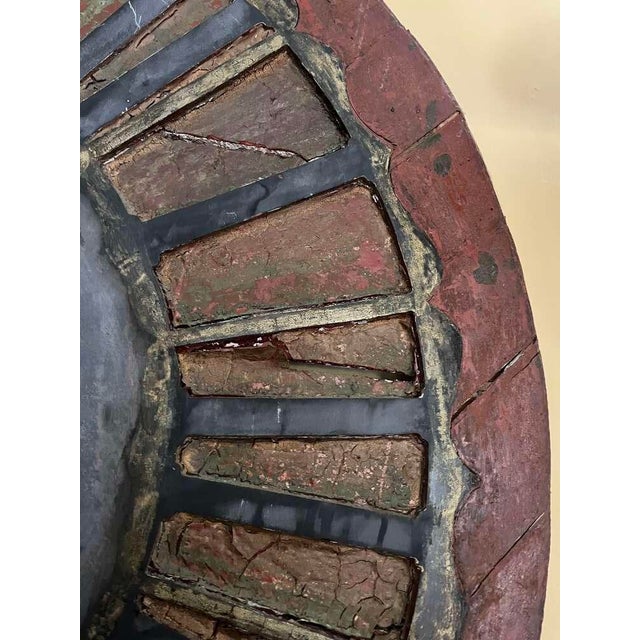 French French Clock Face Zinc and Wood, Hand Painted For Sale - Image 3 of 5