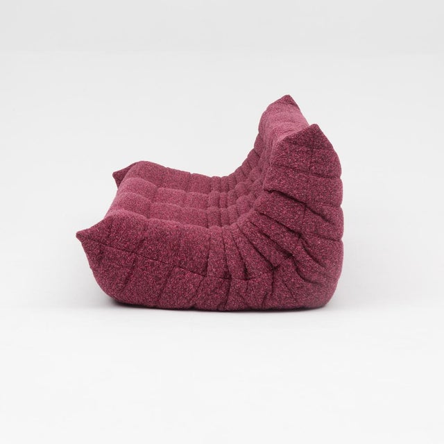 Togo Three-Seater Sofa in Burgundy Bouclet by Michel Ducaroy for Ligne Roset For Sale - Image 17 of 18