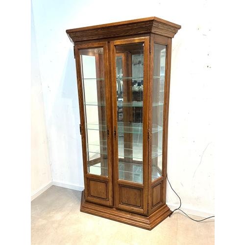Brown Vintage Display Cabinet in Oak with Glass Shelves For Sale - Image 8 of 8