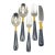 Service for 15 - Yamazaki "Lindi" Black Handle Gold Accent 75-Pieces: 15 Place Settings With Individual Neiman Marcus Storage Pouches For Sale
