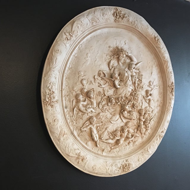 Antique French Plaster Cherubs Wall Plaque | Chairish