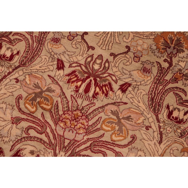 Shabby Chic Shabby Chic Floral 1990's Pak-Persian Taupe/Red Wool Rug - 6'1'' X 9'4'' For Sale - Image 3 of 9