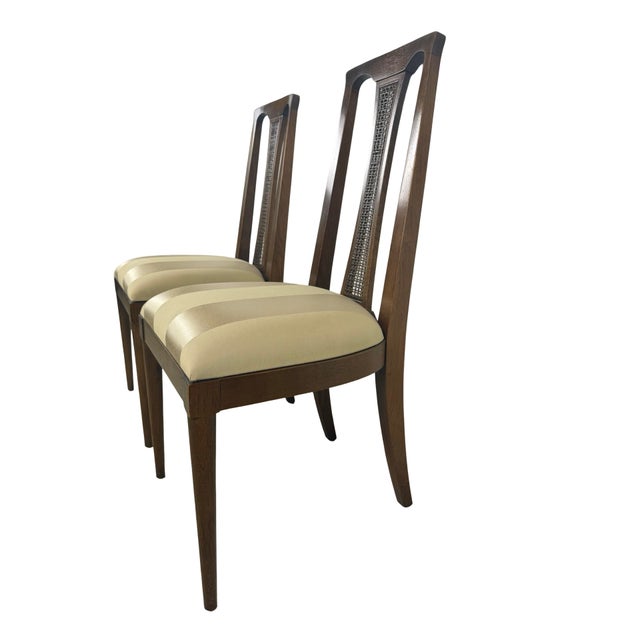 Mid 20th Century Pair of Vintage Mid-Century Modern High-Back Cane Dining Chairs, Stamped Denmark For Sale - Image 5 of 18